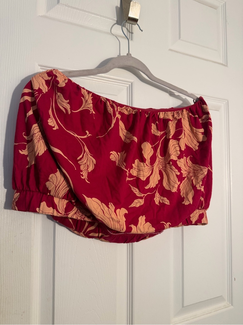 Red Floral Off-Shoulder Tube Top